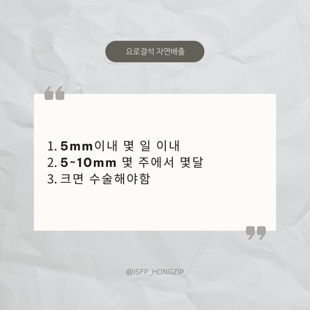 요로결석 자연배출 기간