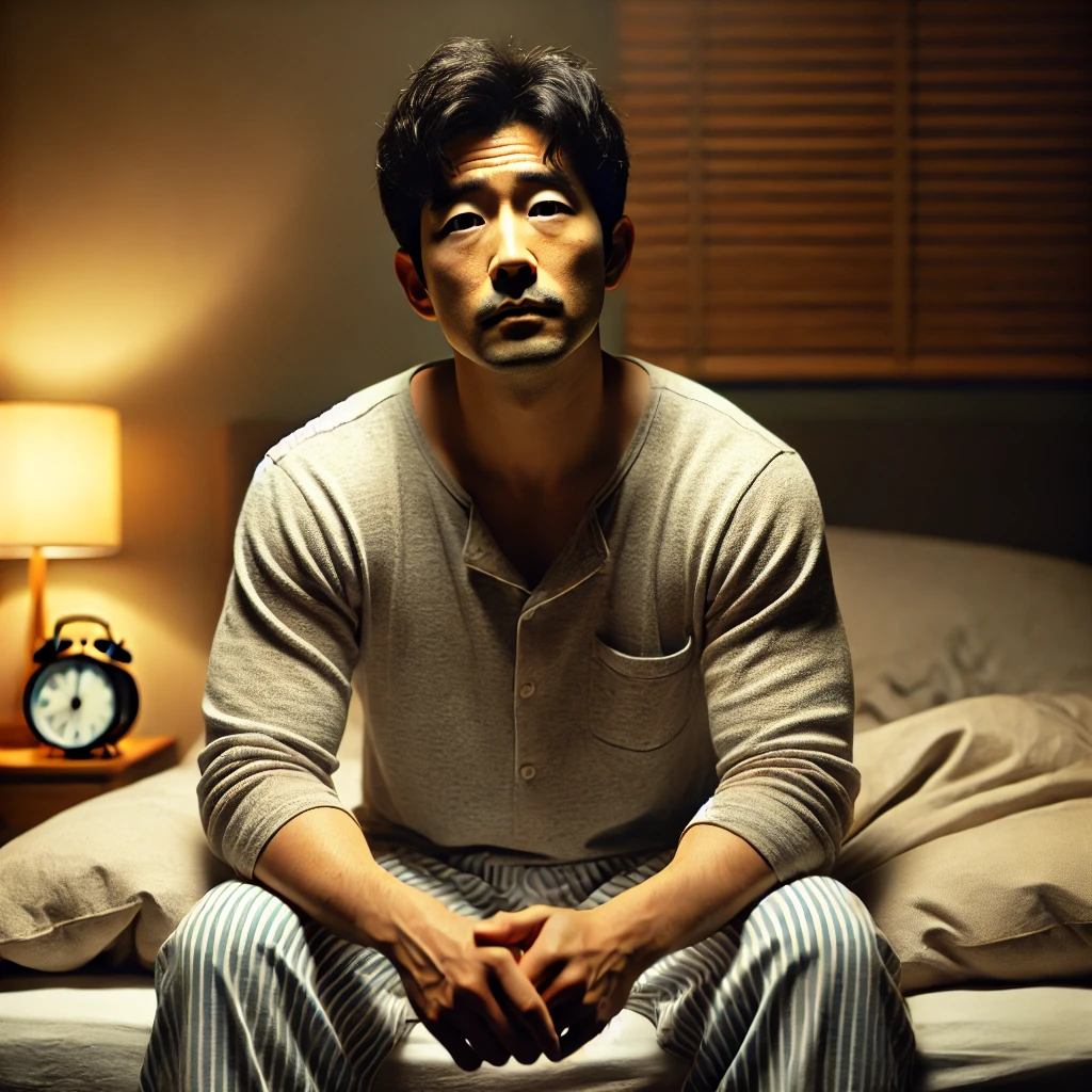 불면증 증상으로 잠을 못 자는 남자